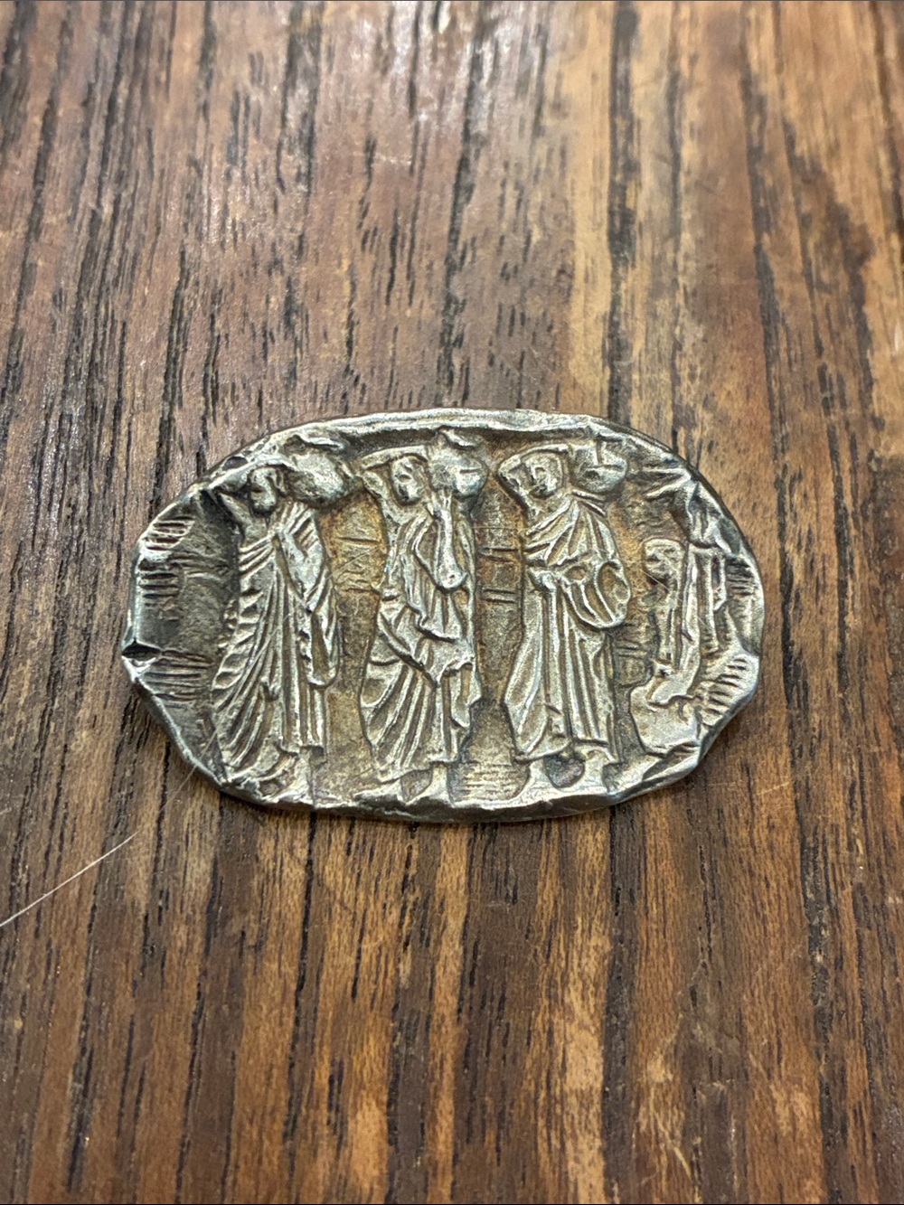Ilias Lalaounis Silver Women carrying Water Jars Ancient Greek theme Brooch